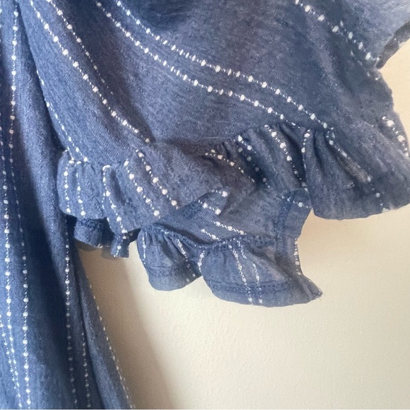 Anthropologie W5 blue and white striped blouse with ruffle sleeves - Picture 3 of 5